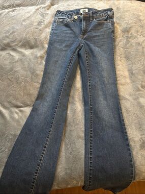 SO Women's Mid-Rise Dark Blue Flare Jeans